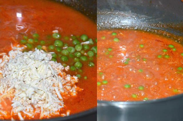 Add Paneer and Peas & Cook