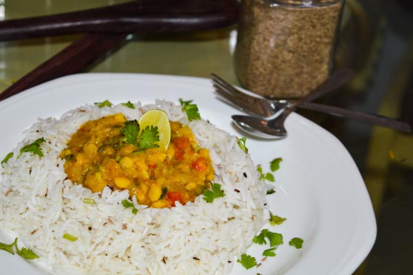 Dal Fry and Jeera Rice Recipe (Lentil Stew with Cumin Rice).